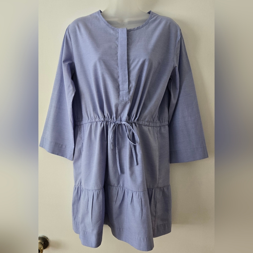 Do+Be Pomander Place Lucy Tier Mini Dress Sz Small Blue Chambray Euc